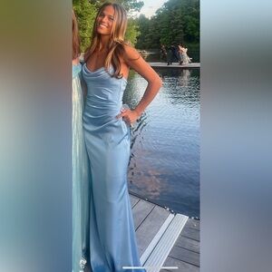 Maxi blue Katie may strapless dress